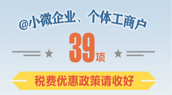 @小微企業(yè)、個(gè)體工商戶：39項(xiàng)稅費(fèi)優(yōu)惠政策請(qǐng)收好